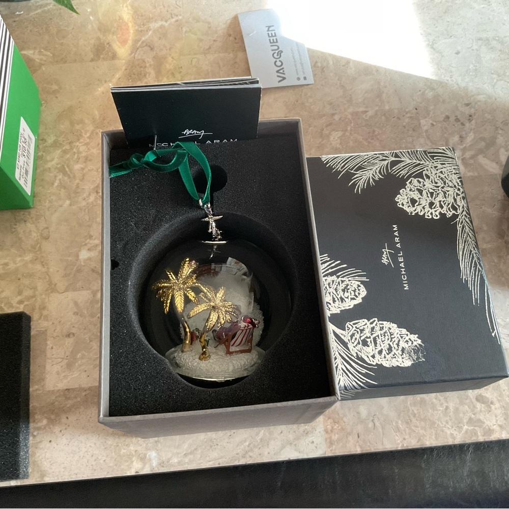 Michael ARAM Island Santa Snow Globe Ornament